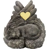 MystiCalls Tierfigur Katzen Urne Katze schläft in Engelsflügel Tierurne Katzenurne (1 St), Fassungsvolumen ca. 0,85 Liter (Katzen bis ca. 9 kg)