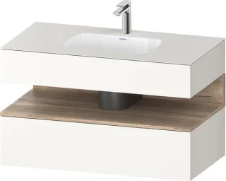 Duravit Qatego Einbauwaschtisch mit Konsolenwaschtischunterbau Weiß Supermatt 1000x550x600 mm - QA47 QA4786055840010