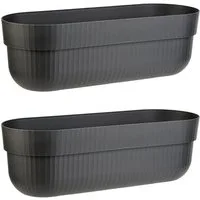 Engelland Blumenkasten mit Wasserspeicher/Drainagesystem und Abstandshalter (Vorteils-Set, 2 St), Blumentopf, 50 cm, PP-Kunststoff, Balkonkasten, länglich, formstabil