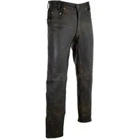 MDM Lederhose Herre Lederhose Biker Jesans im Used Look aus Rindsleder Bikerjeans