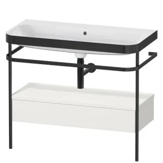 Duravit Happy D.2 Plus c-bonded Set mit Metallkonsole und Schubkasten Nordic Weiß Seidenmatt 975x490 HP4743N3939