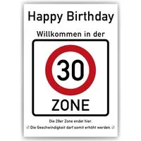 Tigerlino Poster 30. Geburtstag Geschenk Verkehrszeichen Karte Happy Birthday Deko Bild