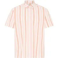 Blend Kurzarmhemd BHABAN SHIRT STRIPE aus Baumwollmischung, mit Leinen, Relaxed Fit, gestreifte Leinenoptik