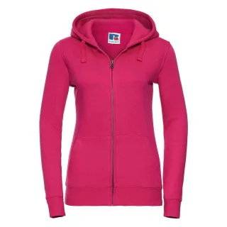 Russell - "Authentic" Kapuzenpullover Durchgehender Reißverschluss für Damen (Fuchsie)