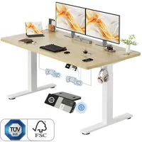 HOMALL Schreibtisch Höhenverstellbarer Elektrisch mit 25mm starker einteiliger Tischplatte (25 mm dicke, nahtlose, monolithische Tischplatten Keine gespleilten Platten Vielseitig und hochwertig Erinnerung bei langerem Stehen)
