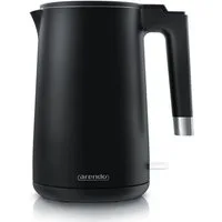 Arendo Wasserkocher aus Edelstahl, 360° Controller, Doppelwand-Design, schwarz matt, 1,5 l, 2000 W, Teekocher, Überhitzungs- und Trockengehschutz, BPA-frei