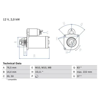 Bosch Anlasser 2,2 kW Nissan Opel Renault 0986023530