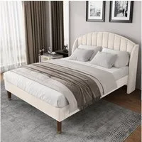 Flieks Polsterbett, Doppelbett Massivholzbett Kiefer 140x190cm Samt