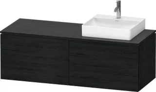 Duravit L-Cube Konsolenwaschtischunterbau wandhängend Eiche Schwarz Matt 1420x550x482 mm - LC4870R16 LC4870R16160000