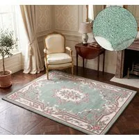 THEKO Teppich Ming, rechteckig, Höhe: 14 mm, handgefertigt, Pastell-Farben, florales Design, Wohnzimmer