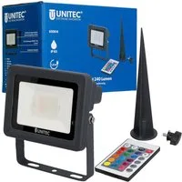 UNITEC LED Gartenstrahler LED Strahler mit Erdspieß farbig Gartenlampe, LED fest eingebaut, Farbwechsler, Außenleuchte Outdoor IP65 Fernbedienung Gartenstrahler bunt Spot Außen