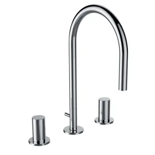 LAUFEN 3-Loch Waschtischmischer Kartell LAUFEN Schwenkauslauf Ausladung 166 mm mit Ablaufventil chro H3123330042211