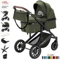 Daliya® Kombi-Kinderwagen FLEXI-PRO M 2in1 Kinderwagen & Buggy, Reisekinderwagen, XXL Set, (10-tlg), Einhändig abnehmbare Wanne, Alu-Rahmen, Gummireifen, Gurte, UV 50+