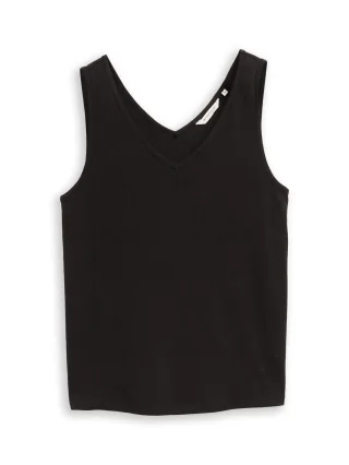 Tom Tailor - Top mit Leinenanteil deep black - Gr. - XXL