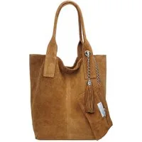 Caspar Schultertasche große Wildleder Shopper Damen Tasche - CLASSIC LINE - Modell No.828, 100% italienisches Leder - mit stylischer Metallkette & Zusatztasche