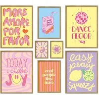 ARTFAVES Bilder-Collage Poster Set Fancy Dopamine Art I mehrteilige Bilderwand I Wandbilder Ab, (Wandbilder modern, 8 St)