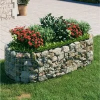 furnicato Hochbeet Gabionen-200 x 100 x 50 cm in Silber, Witterungsbeständiges Blumenbeet als stabiler Pflanzkübel für Garten