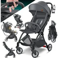 KIDIZ Kombi-Kinderwagen Sportwagen Faltbar, Buggy mit verstellbaren Rückenlehnen & 360° Räder, (Kinderbuggy Inkl. Getränkehalter, Regenabdeckung & Sonnenverdeck), Liegebuggy mit 5-Punkt Gurt & Abnehmbare Stoßstange