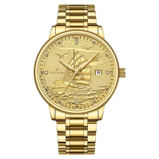 Men's Auto Mechanical Watch Luminous Waterproof Stainless Steel Luxury Golden Business Casual Wristwatch for Male