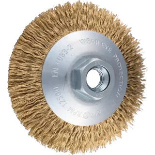 PFERD TOOLS Kegelbürste ungezopft KBU Ø 100x10mm M14 vermessingter Stahl-Litzen-Draht-Ø 0,20 mm Winkelschleifer - 43316007