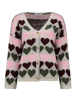 HaILYS - LS A CD Sa44nna beige/burgundy,pink,khaki hearts - Gr. - XS/S