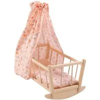 howa Puppenwiege miniflowers, Puppenbett aus Holz, inkl. Bettzeug und Betthimmel