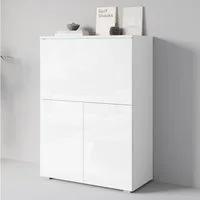 Home affaire PC-Schrank Vera, Sekretär, Home-Office-Schreibtisch mit LED-Beleuchtung (1 St), Multifunktional mit Stauraum, klappbare Tischfläche, LED, B 90 cm