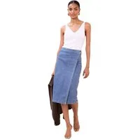 LIPSY Midirock Lipsy Midi-Wickelrock aus Denim, Kurzgröße (1-tlg)