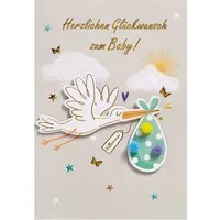 Perleberg Grußkarten Geburt Baby Glückwunschkarte im Format 116 x 166 cm mit Umschlag He