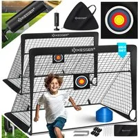 KESSER Fußballtor Set mit Tragetasche, Heringen, Zielscheibe, Hütchen & Pumpe, Pop-Up Tor mit Anti-Rutschfüßen – ideal für Training & Freizeitspiele