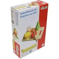 SpielMaus Küche Schneidebrett mit Früchten, 4 Früchte mit Klett und Messer auf Schneidebrett