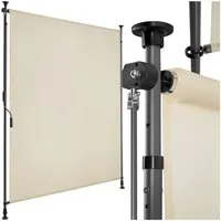 tectake Seitenarmmarkise Sichtschutz Garten, leichtgängige Handkurbel, höhenverstellbar (Klemmmarkise Taija, in beige) UV-beständig und wasserabweisend, rutschfest und bodenschonend