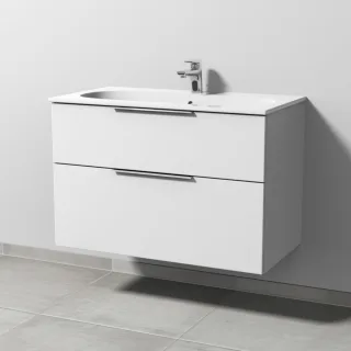 Sanipa 3way Waschtischunterbau zu Geberit Acanto Slim Waschtisch mit 2 Auszügen, Weiß-Soft UM41243
