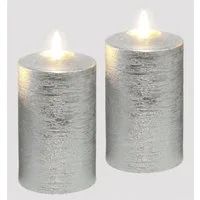 I.GE.A. LED-Kerze Batteriebetriebene LED-Kerzen aus Echtwachs, Höhe ca. 12,5 cm (Set, 2-tlg), warmweißes Stimmungslicht, Stumpenkerze für den Adventskranz