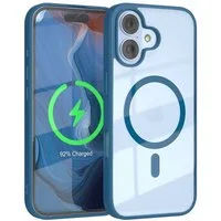 EAZY CASE Handyhülle Transparente Hülle mit MagSafe für iPhone 17 6,3 Zoll, Silikon Handyhülle, Schutzhülle mit Kameraschutz, Etui magnetisch Blau
