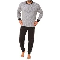 RELAX by Normann Pyjama Herren Schlafanzug langarm mit Bündchen in Minimal-Optik - 112 10 710