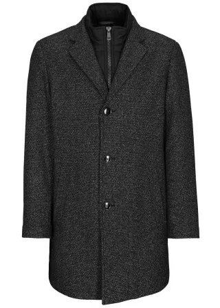 COMMANDER Finest Clothing - Wollmantel mit Inlet black - Gr. - 48