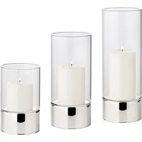 EDZARD Windlicht Granada, 2er-Set, Silber-Optik, H 15/20/25 cm