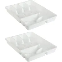 Engelland Besteckkasten Besteckeinsatz für Schubladen 30 cm (Vorteils-Set, 2 St., 38 x 29 x 5 cm), BPA-frei, robuster PP-Kunststoff, für alle handelsüblichen Schubladen