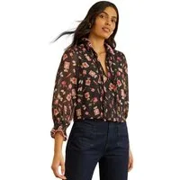 Love & Roses Langarmbluse Love & Roses Bluse mit Kerbkragen und 3/4-Ärmeln (1-tlg)