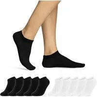 sockenkauf24 Sneakersocken 10, 20, 30 Paar Sneaker Socken Damen & Herren Schwarz Weiß Grau (5xSchwarz, 5xWeiß, 10-Paar, 47-50) Baumwolle - 16900 WP