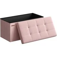 SONGMICS Sitzbank Sitzhocker mit Stauraum, klappbare, für Wohnzimmer Schlafzimmer Flur, 38 x 76 x 38 cm Fußbank, Aufbewahrungsbox, bis 300 kg belastbar