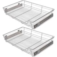 vidaXL Schubkasteneinsatz Einbauschublade Korbauszug 2 Stk. Silbern 800 mm (2 St)