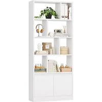 MSMASK Bücherregal Bücherschrank Hoch – 4 Ebenen + offenes Aufbewahrungsregal, 1-tlg., 155x60x24 cm