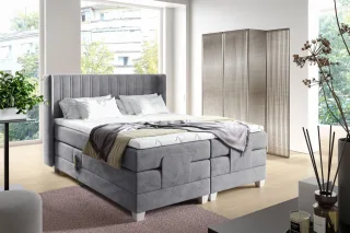 Boxspringbett Elektrisch Bett MAGNUS 200x200cm in Stoff Salvador Silbergrau