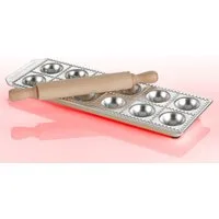imperia Ravioliform Ravioli Chef, Aluminium, für 12 Ravioli, inkl. Nudelholz, Aluminium