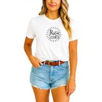 Banco T-Shirt Damen mit Spruch "Positive Gedanken" - Rundhals, Kurzarm
