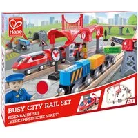 Hape Spielzeugeisenbahn-Gebäude Eisenbahn-Set - Verkehrsreiche Stadt