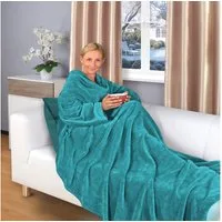 Wohndecke - flauschige tragbare Kuscheldecke mit Ärmeln und Fußtasche - TV Decke, Gräfenstayn, warm & kuschelig