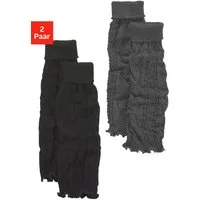 Lavana Stulpensocken gestrickte Beinstulpen, Beinwärmer für Ballett, Tanz und Sport (Packung, 2-Paar) mit Zopfstrickmuster
